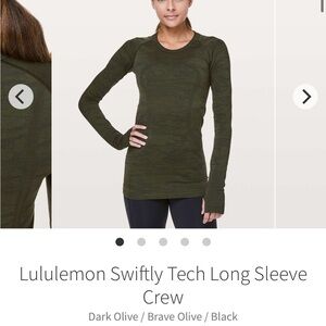 lululemon athletica Swiftly Tech Long Sleeve Crew — Dark Olive